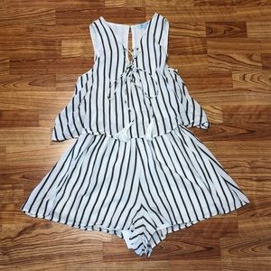 She + Sky Striped Romper